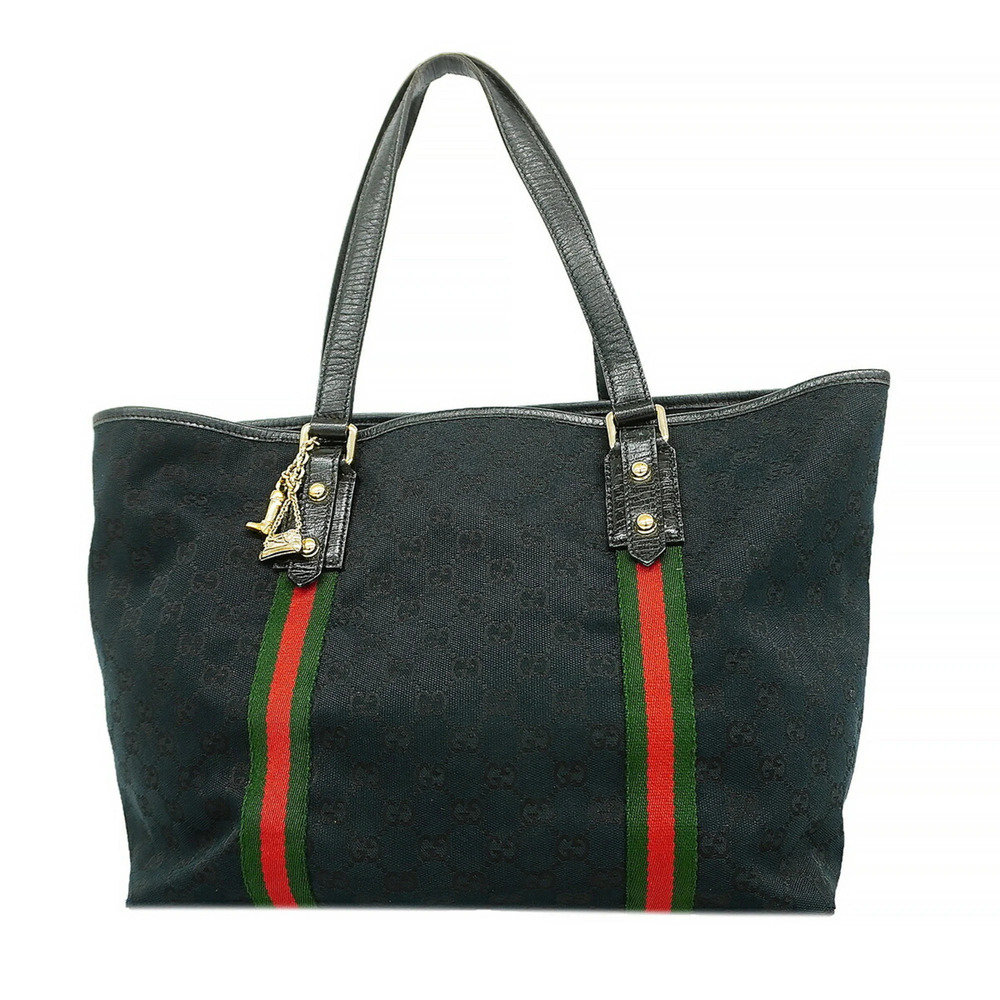 Gucci bag/tote bag GG canvas Sherry line 139260 black champagne women's
